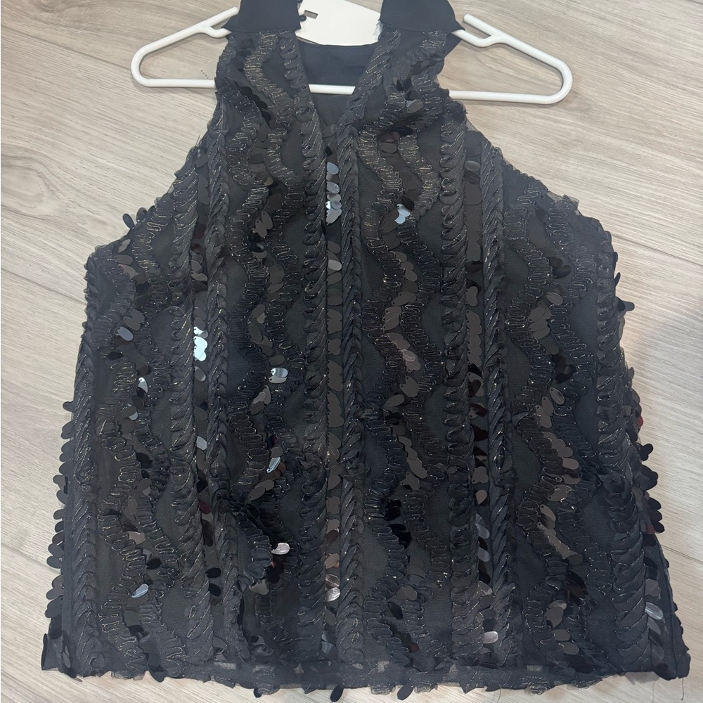 Vici collection Black embellished Halter sleeveless Top
